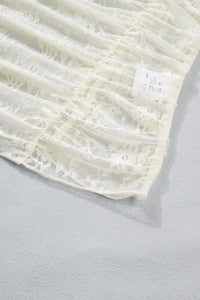 KaleaBoutique Stylish Sheer Floral Mesh Ruched Long Sleeve Top - KaleaBoutique.com