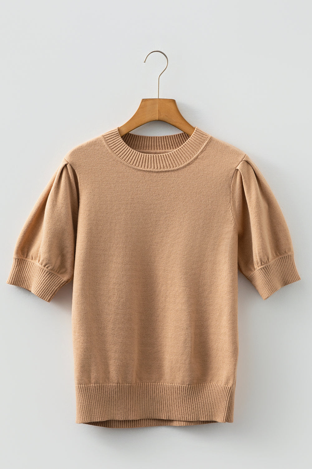 KaleaBoutique Comfortable Solid Color Knit Short Puff Sleeve Sweater - KaleaBoutique.com