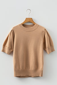 KaleaBoutique Comfortable Solid Color Knit Short Puff Sleeve Sweater - KaleaBoutique.com