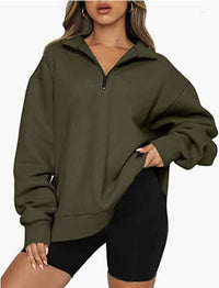 Women's Half-Zip Drop-Shoulder Pullover Sweatshirt - KaleaBoutique.com