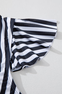 KaleaBoutique Stylish Plus Size Knot Cutout Ruffle Sleeve and High Waisted 2pcs Swimsuit - KaleaBoutique.com