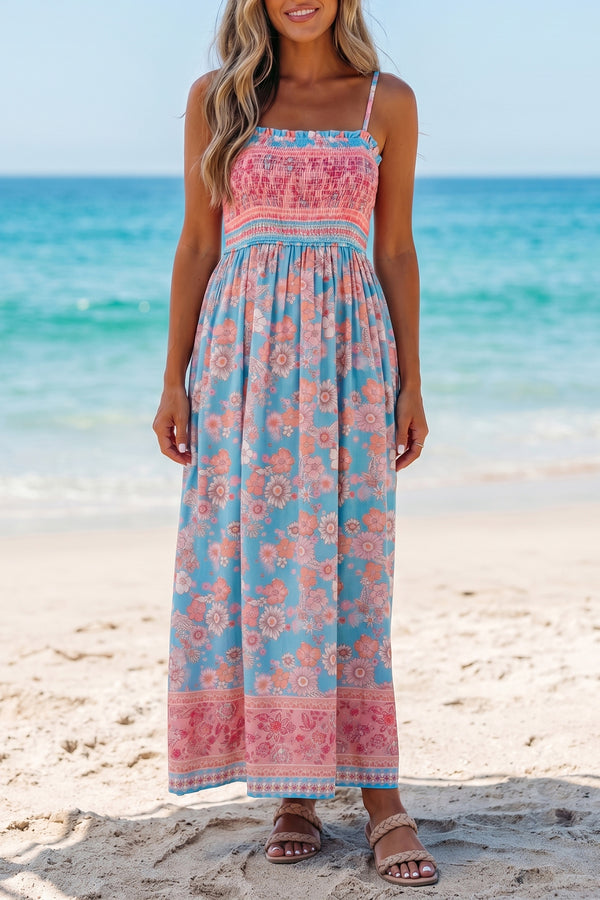 KaleaBoutique Comfortable Bohemian Ethnic Print Spaghetti Straps Vacation Maxi Dress - KaleaBoutique.com