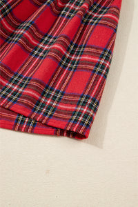 KaleaBoutique Christmas Plaid V Neck 3/4 Sleeve Tie Waist Ruffle Hem Long Dress - KaleaBoutique.com