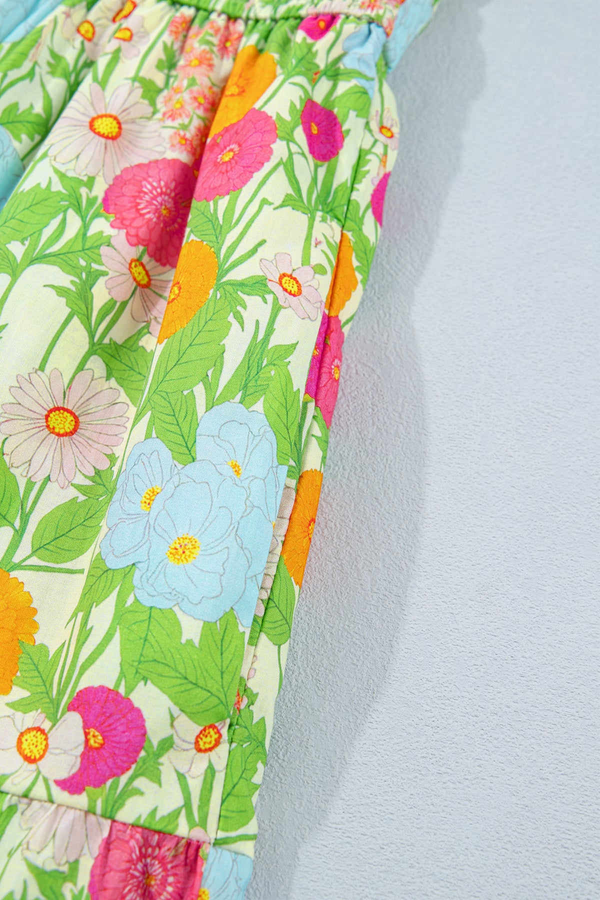 KaleaBoutique Comfortable Floral Print V Neck Short Puff Sleeve Cotton Maxi Dress - KaleaBoutique.com