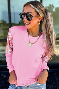 KaleaBoutique Stylish Long Sleeve Sequin Round Neck Pullover Top - KaleaBoutique.com