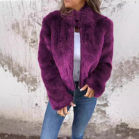 KaleaBoutique Women's Faux-Fur Stand-Collar Zip Jacket - KaleaBoutique.com