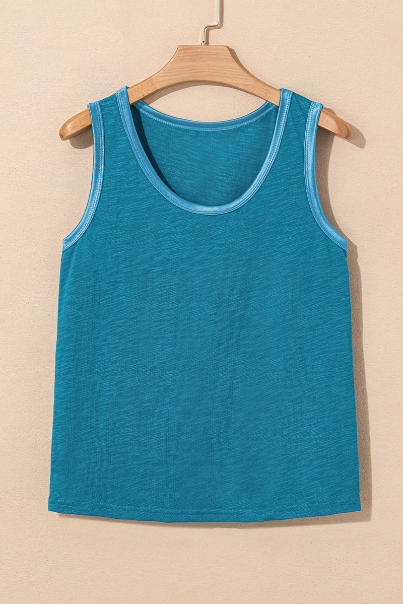KaleaBoutique Metallic Sheen Edge Scoop Neck Tank Top - KaleaBoutique.com