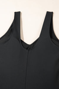 Solid Color U Neck Padded Plus Size One Piece Swimsuit - KaleaBoutique.com
