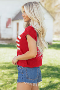 KaleaBoutique Stylish Flag Graphic Short Sleeve Sweater Top - KaleaBoutique.com