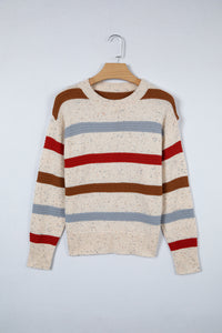 Exposed Seam Drop Shoulder Heathered Knit Sweater - KaleaBoutique.com