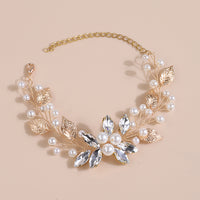 Rhinestone Pearl Flower Bracelet, Crystal Gem Floral Bracelet for Bride, Wedding Style Wire Bracelet - KaleaBoutique.com