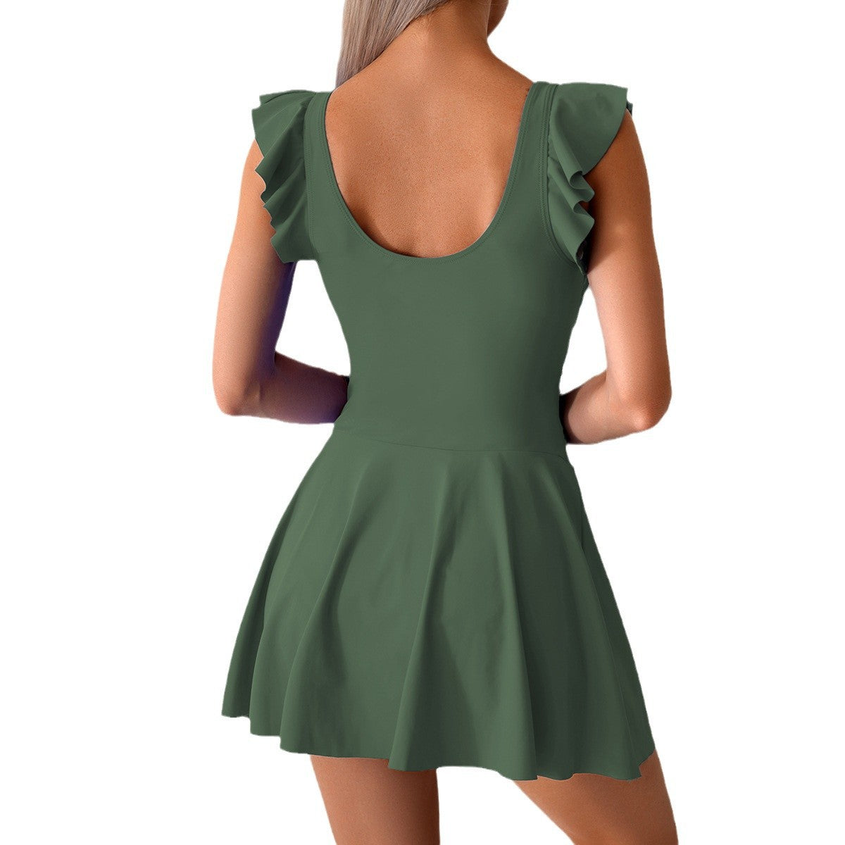 Women's Ruffle-Shoulder Side-Tie One-Piece Swim Dress by Kalea Boutique - KaleaBoutique.com