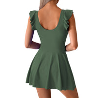 Women's Ruffle-Shoulder Side-Tie One-Piece Swim Dress by Kalea Boutique - KaleaBoutique.com
