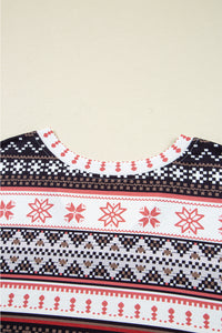 KaleaBoutique Comfortable Retro Christmas Pattern Loose Pullover 2pcs Lounge Pant Set