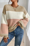 KaleaBoutique Color Block Lantern Sleeve Drop Shoulder Sweater - KaleaBoutique.com