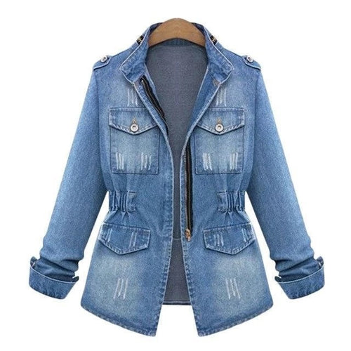 KaleaBoutique Women's Blue Cotton Denim Jacket - KaleaBoutique.com