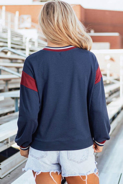 KaleaBoutique Comfortable Patchwork Round Neck Long Sleeve Sweatshirt - KaleaBoutique.com