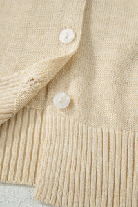 KaleaBoutique Stylish Buttoned Front Rolled Hem Cap Sleeve Sweater Top - KaleaBoutique.com