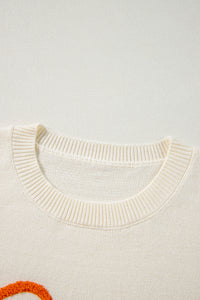 KaleaBoutique Boo Knitted Pattern Ribbed Edge Drop Shoulder Sweater - KaleaBoutique.com
