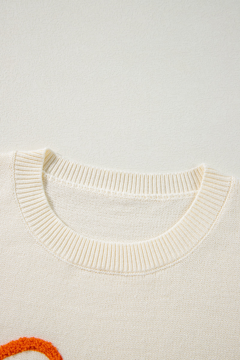 KaleaBoutique Boo Knitted Pattern Ribbed Edge Drop Shoulder Sweater - KaleaBoutique.com