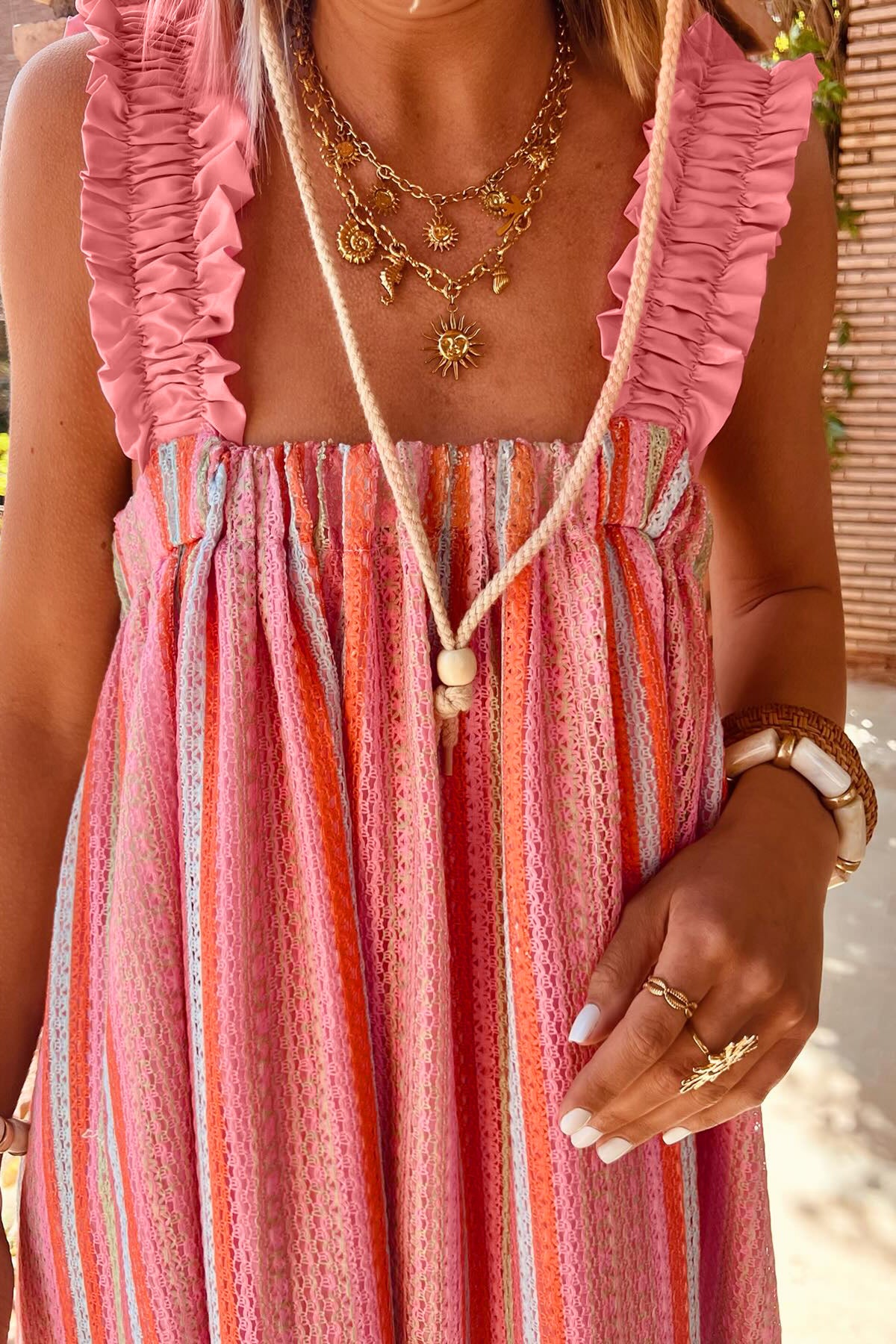 KaleaBoutique Stylish Ruffled Straps Ribbon Knot Flowy Vacation Maxi Dress - KaleaBoutique.com