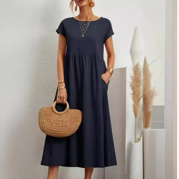 KaleaBoutique Sleeveless Cotton-Linen Maxi Dress with Patch Pockets - KaleaBoutique.com