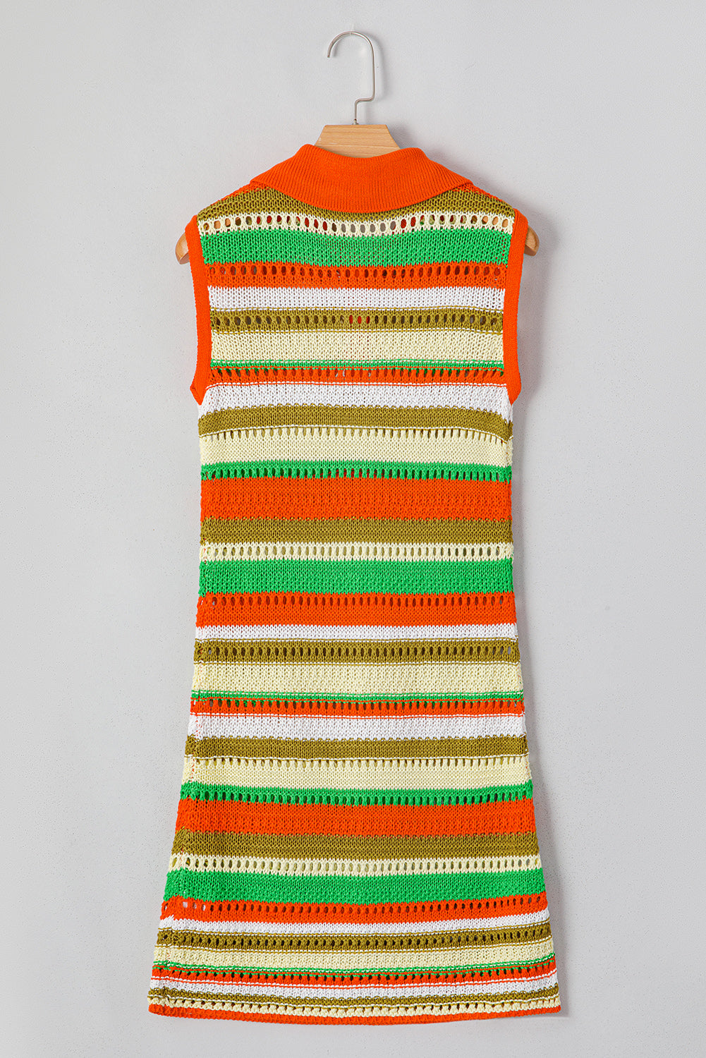 KaleaBoutique Stylish Eyelet Sleeveless Buttoned Split Neck Sweater Dress - KaleaBoutique.com
