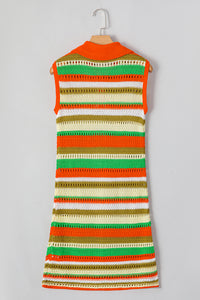 KaleaBoutique Stylish Eyelet Sleeveless Buttoned Split Neck Sweater Dress - KaleaBoutique.com