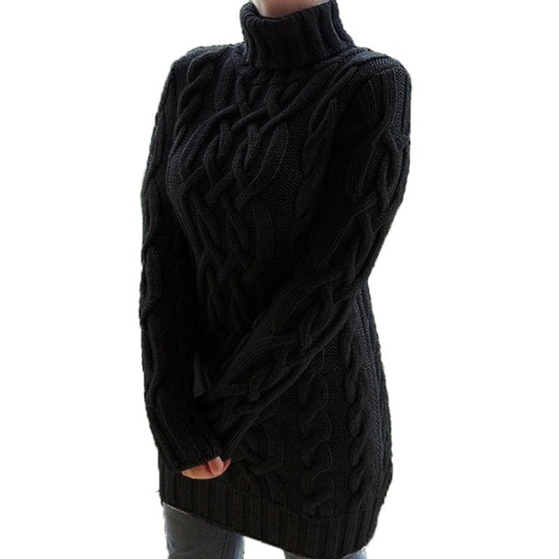 Women's Cable-Knit Turtleneck Sweater Dress - KaleaBoutique.com