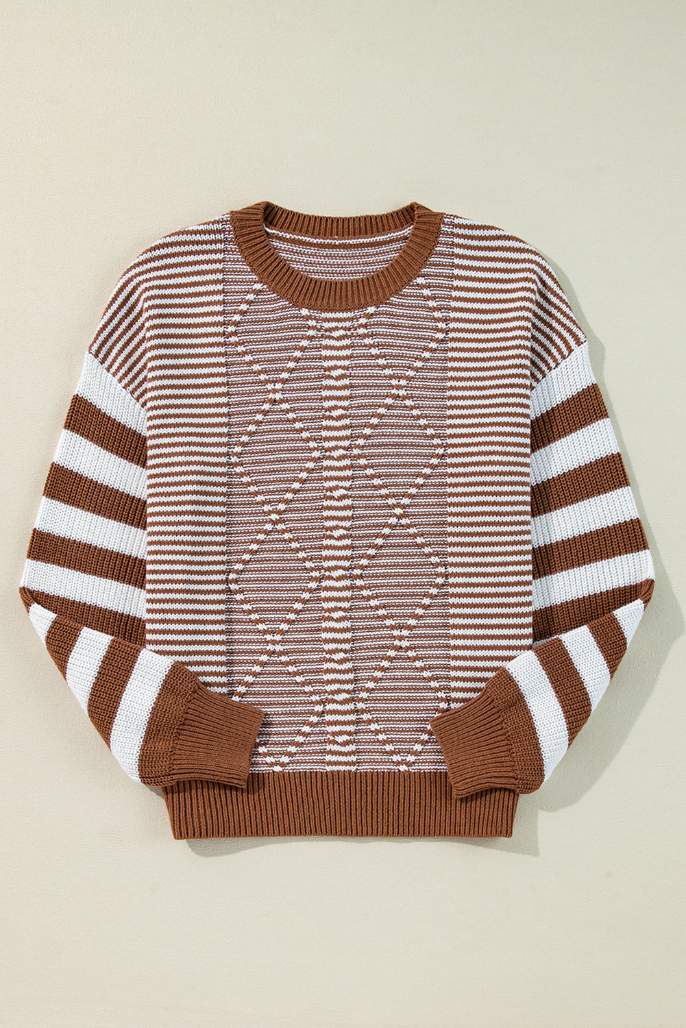 KaleaBoutique Geometric Textured Drop Shoulder Sweater - KaleaBoutique.com