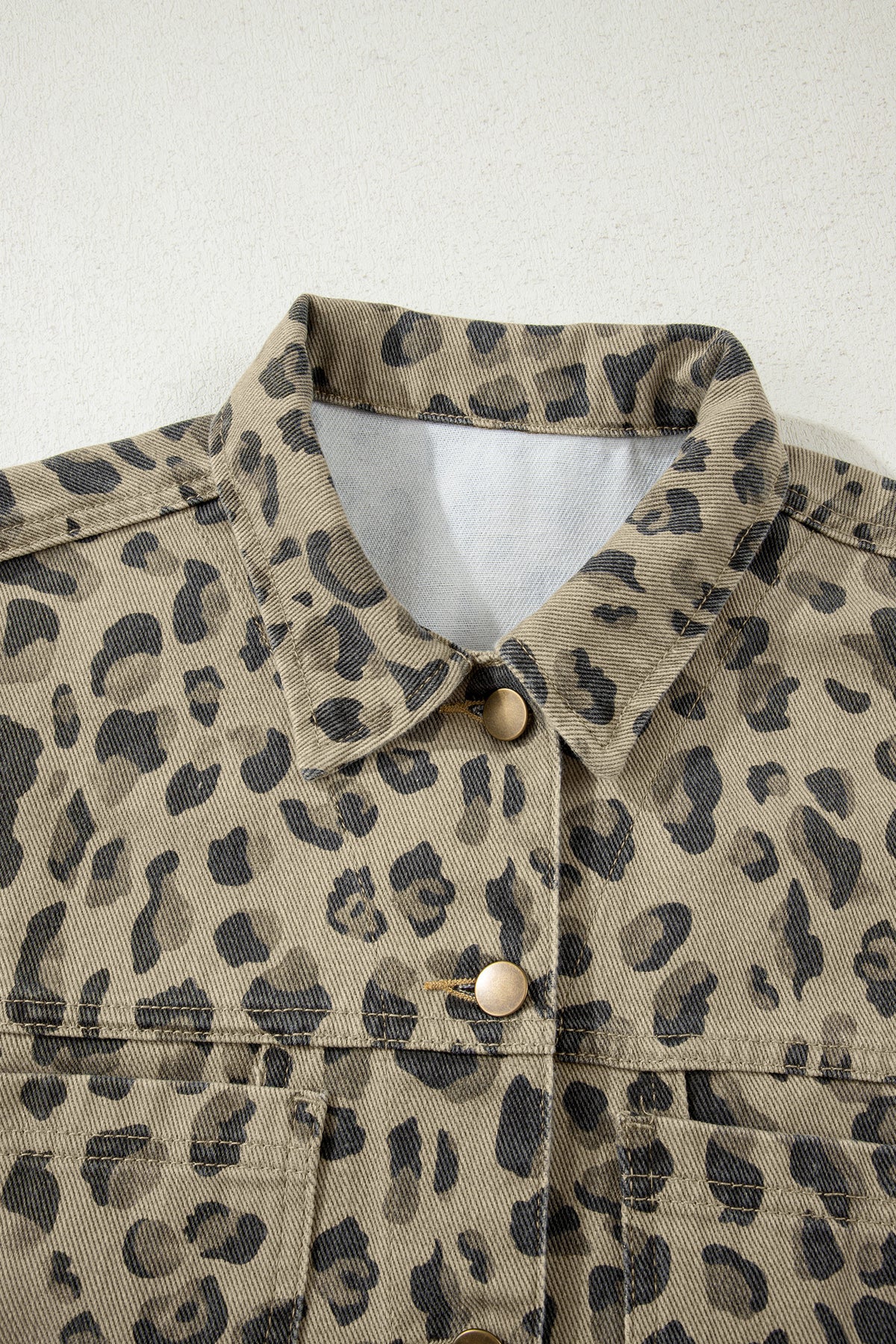 Retro Leopard Print Seam Detail Button Down Denim Jacket - KaleaBoutique.com