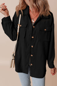 Corduroy Flap Pocket Button Up Shacket - KaleaBoutique.com