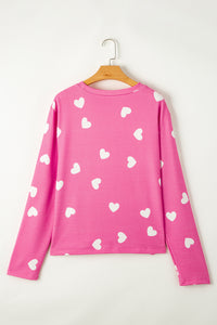 KaleaBoutique Comfortable Valentine Heart Print Long Sleeve Tee and Shorts Lounge Set - KaleaBoutique.com