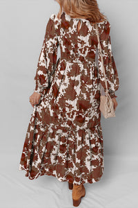 KaleaBoutique Comfortable Floral Puff Sleeve Smocked Bodice Ruffled Long Dress - KaleaBoutique.com