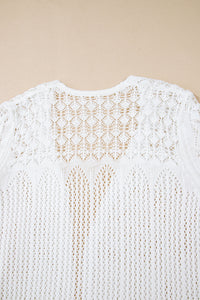 Crochet Hollow Out Open Front Cardigan - KaleaBoutique.com