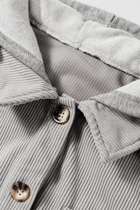 KaleaBoutique Hooded Drawstring Pockets Corduroy Shacket - KaleaBoutique.com
