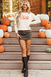 KaleaBoutique Boo Knitted Pattern Ribbed Edge Drop Shoulder Sweater - KaleaBoutique.com
