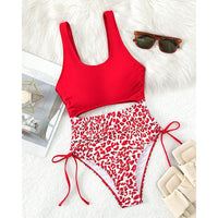 Women's Leopard Print Side-Tie High-Waist One-Piece Swimsuit - KaleaBoutique.com