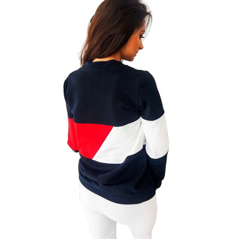 Women's Round-Neck Color Block Long-Sleeve Pullover Top - KaleaBoutique.com