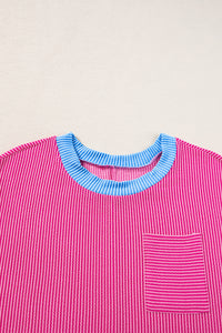 KaleaBoutique Stylish Textured Colorblock Edge Patched Pocket T Shirt Dress - KaleaBoutique.com