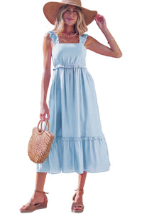 KaleaBoutique Stylish Solid Color Ruffle Trim High Waist Sleeveless Maxi Dress - KaleaBoutique.com