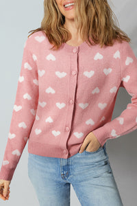 KaleaBoutique Comfortable Heart Pattern Button Front Cardigan Sweater - KaleaBoutique.com