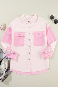 KaleaBoutique Stylish Chic Two-Tone Color Exposed Seam Corduroy Shacket - KaleaBoutique.com
