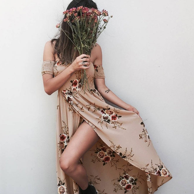 Boho style long dress women Off shoulder beach summer dresses - KaleaBoutique.com
