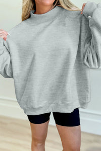 Solid Color Oversized Mock Neck Sweatshirt - KaleaBoutique.com