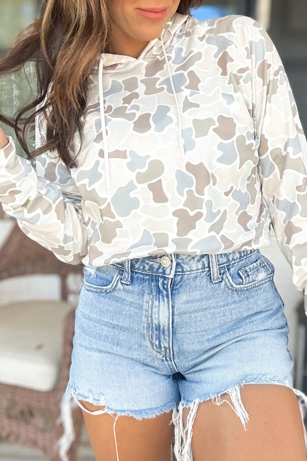 KaleaBoutique Stylish Camouflage Print Relaxed Drawstring Hoodie - KaleaBoutique.com