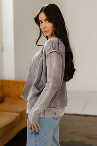 KaleaBoutique Stylish Mineral Wash Exposed Seam Patchwork Knit Open Sweater Cardigan - KaleaBoutique.com