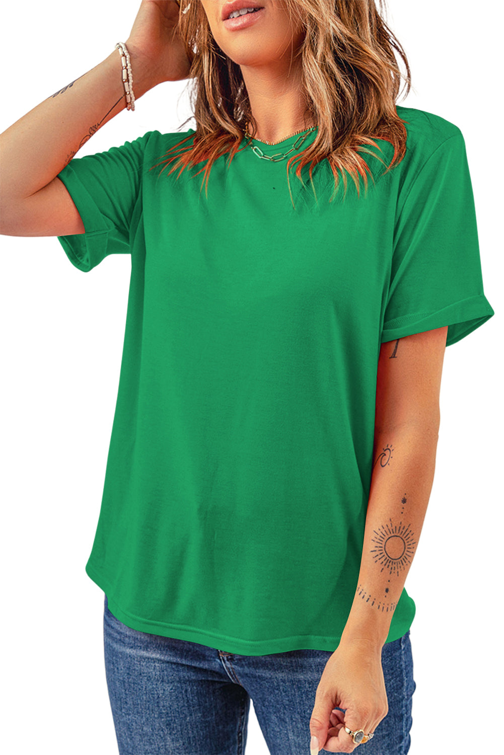 KaleaBoutique Perfect Casual Plain Crew Neck Tee - KaleaBoutique.com