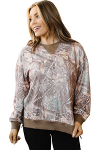 KaleaBoutique Comfortable Abstract Camo Print Color Block Detail Baggy Pullover Sweatshirt - KaleaBoutique.com