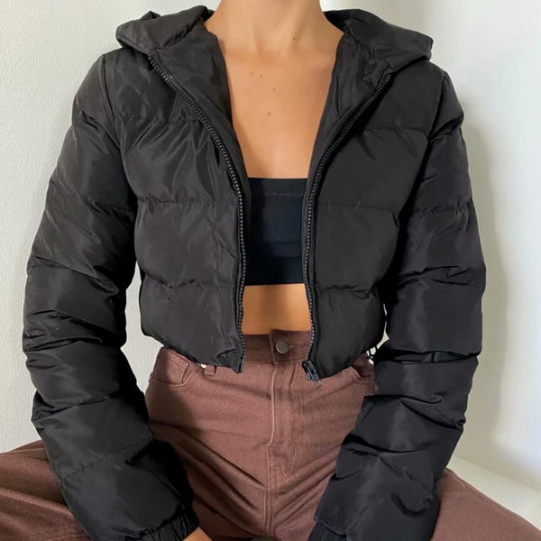 Women’s Short Hooded Loose-Fit Puffer Jacket - KaleaBoutique.com